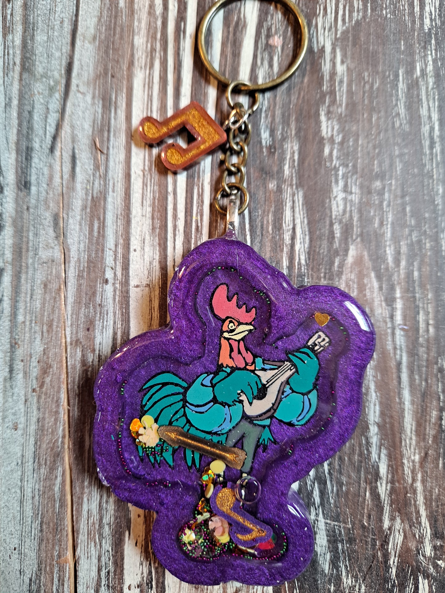 Rooster Resin Shaker Keychain