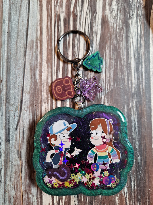 Mystery Twins Resin Shaker Keychain