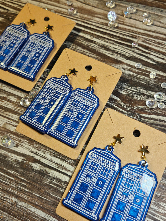Police Box Earrings