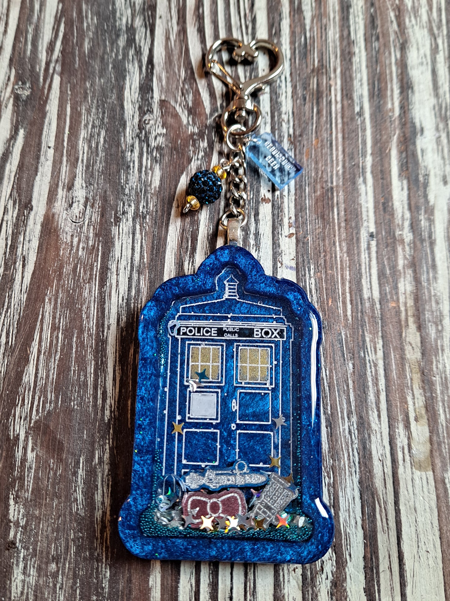Police Box Resin Shaker Keychain
