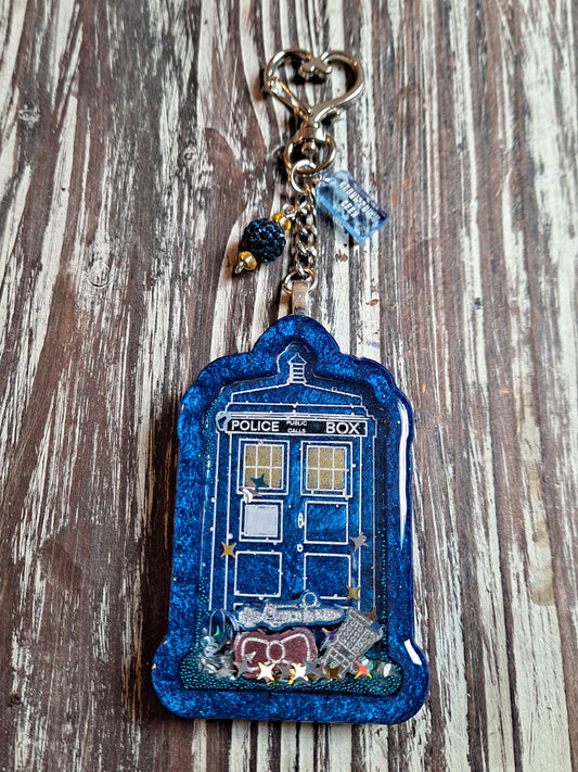 Police Box Resin Shaker Keychain