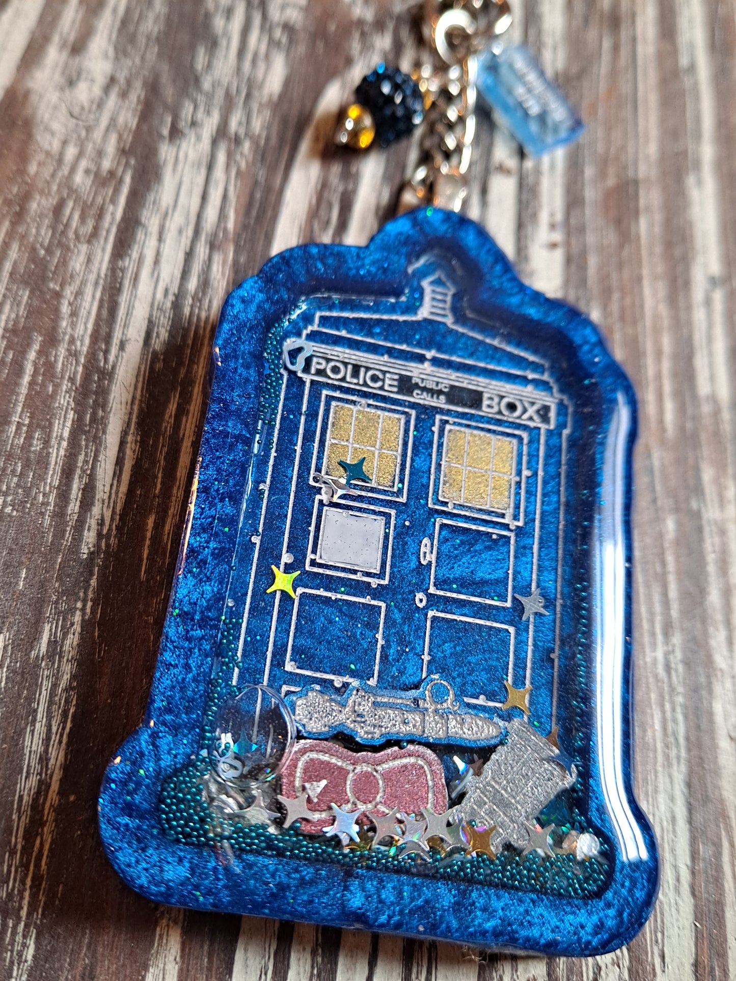 Police Box Resin Shaker Keychain