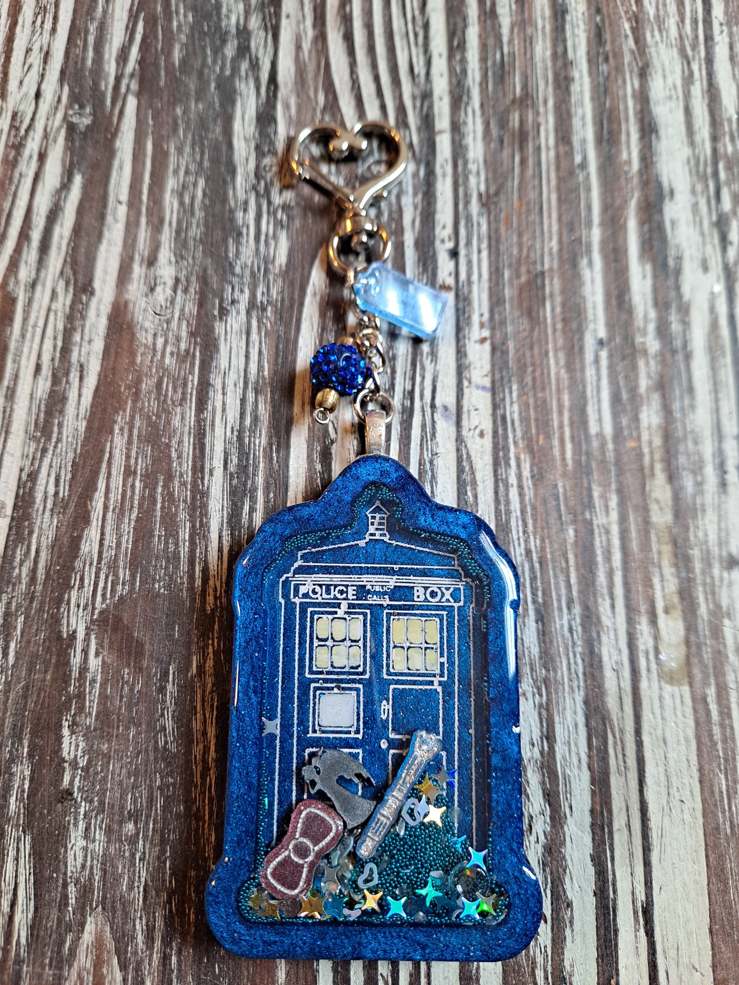 Police Box Resin Shaker Keychain