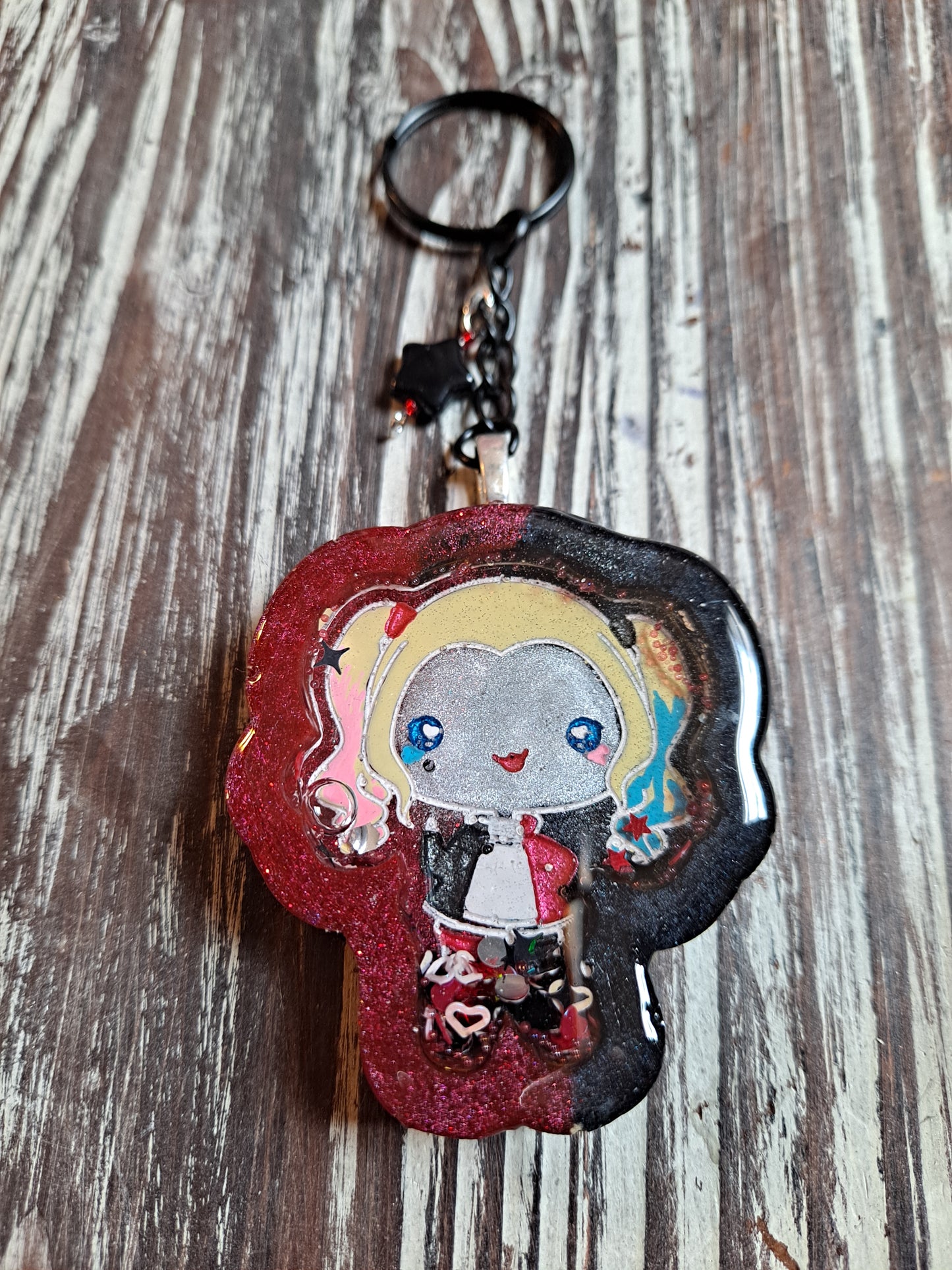 Harlequin Resin Shaker Keychain