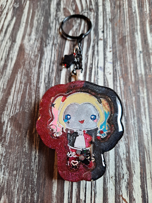 Harlequin Resin Shaker Keychain