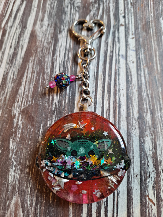 Rainbow Baby green bean resin shaker keychain